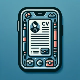buatkan icon untuk mobile app dengan stunning design yang memukau tentang cv resume